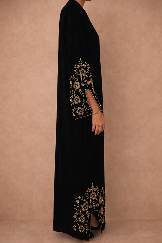 Abaya Zahra – Kimono Abaya met Kralen | Goud