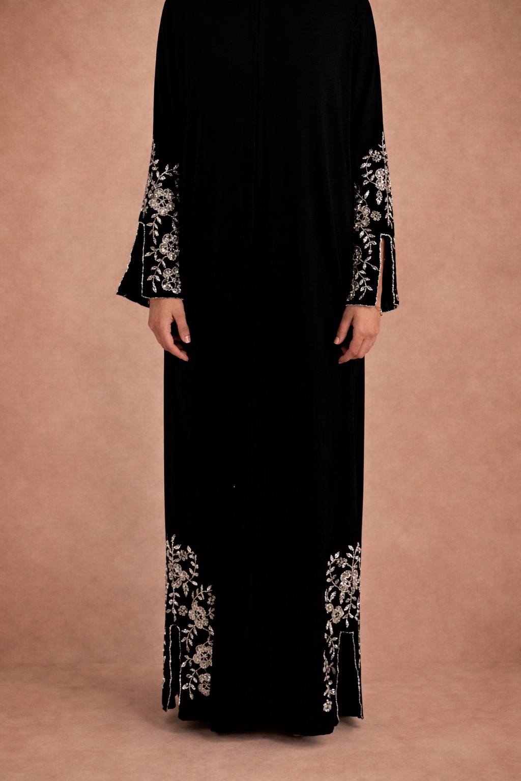 Abaya Zahra – Kimono Abaya perlé | Argent