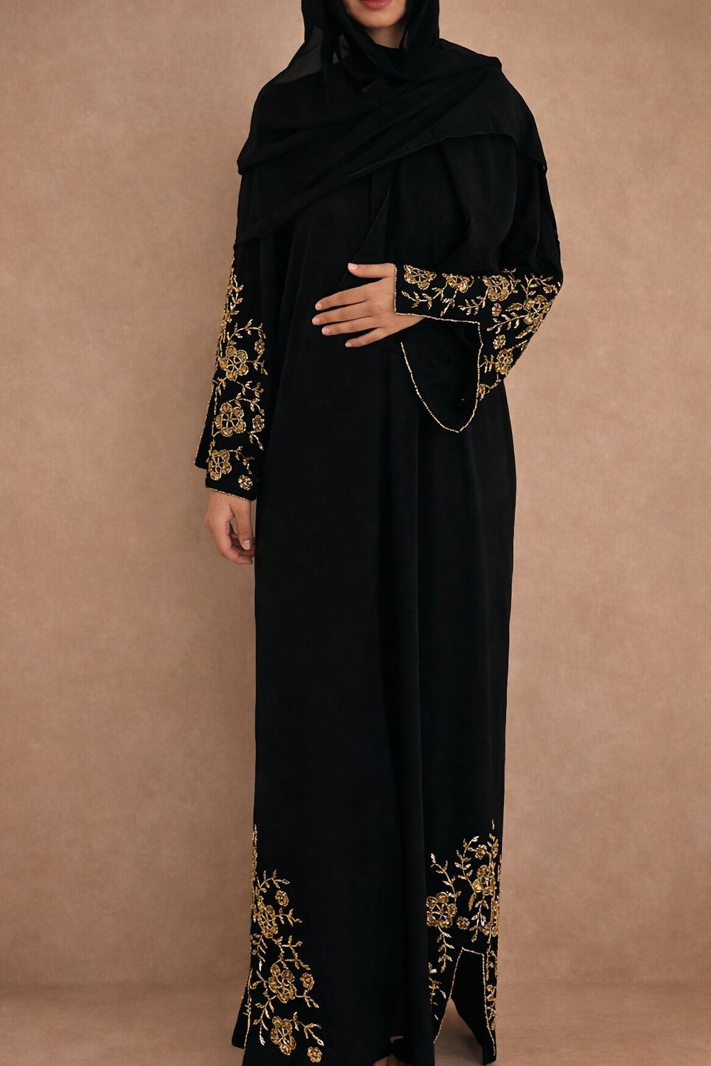 Abaya Zahra – Kimono Abaya avec Perles | Or
